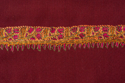 Maroon Empress — 2.5 Yards Sozni Hand-Embroidered Shawl