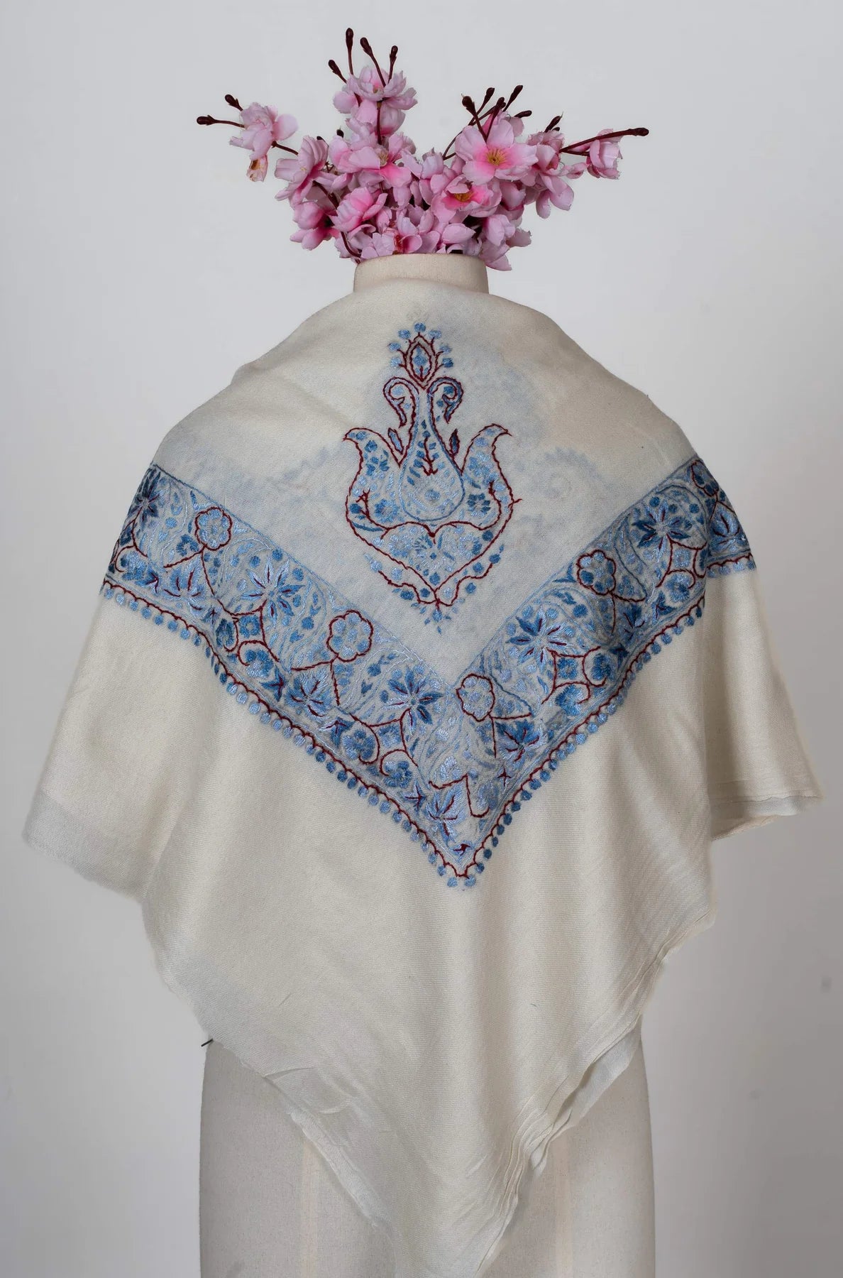 Azure Bloom Rumal 58 inches — Sozni Hand Embroidered