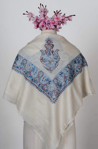 Azure Bloom Rumal 58 inches — Sozni Hand Embroidered