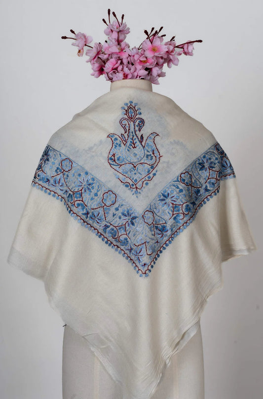 Azure Bloom Rumal 58 inches — Sozni Hand Embroidered