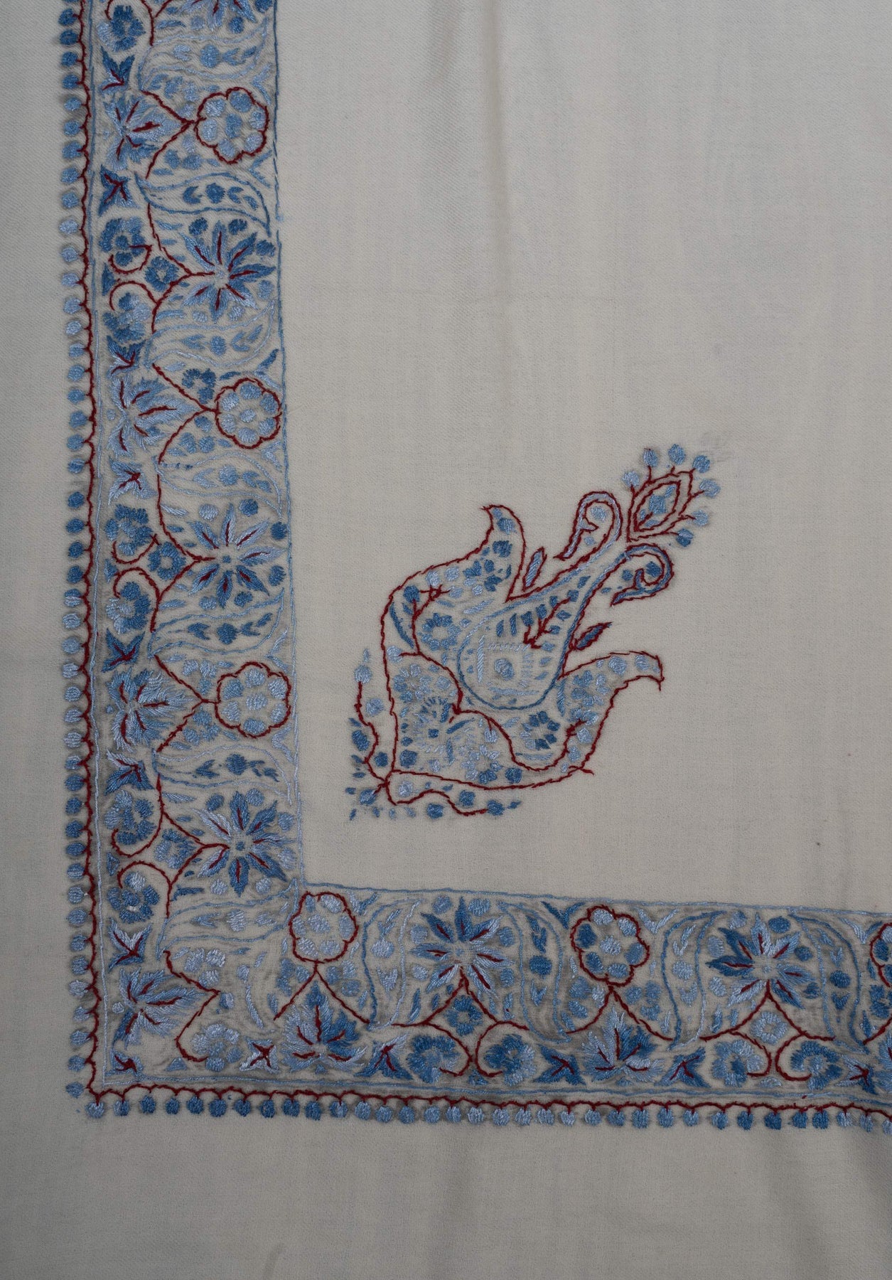 Azure Bloom Rumal 58 inches — Sozni Hand Embroidered