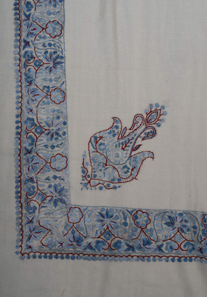Azure Bloom Rumal 58 inches — Sozni Hand Embroidered