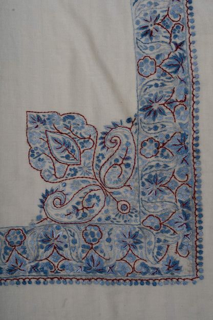 Azure Bloom Rumal 58 inches — Sozni Hand Embroidered