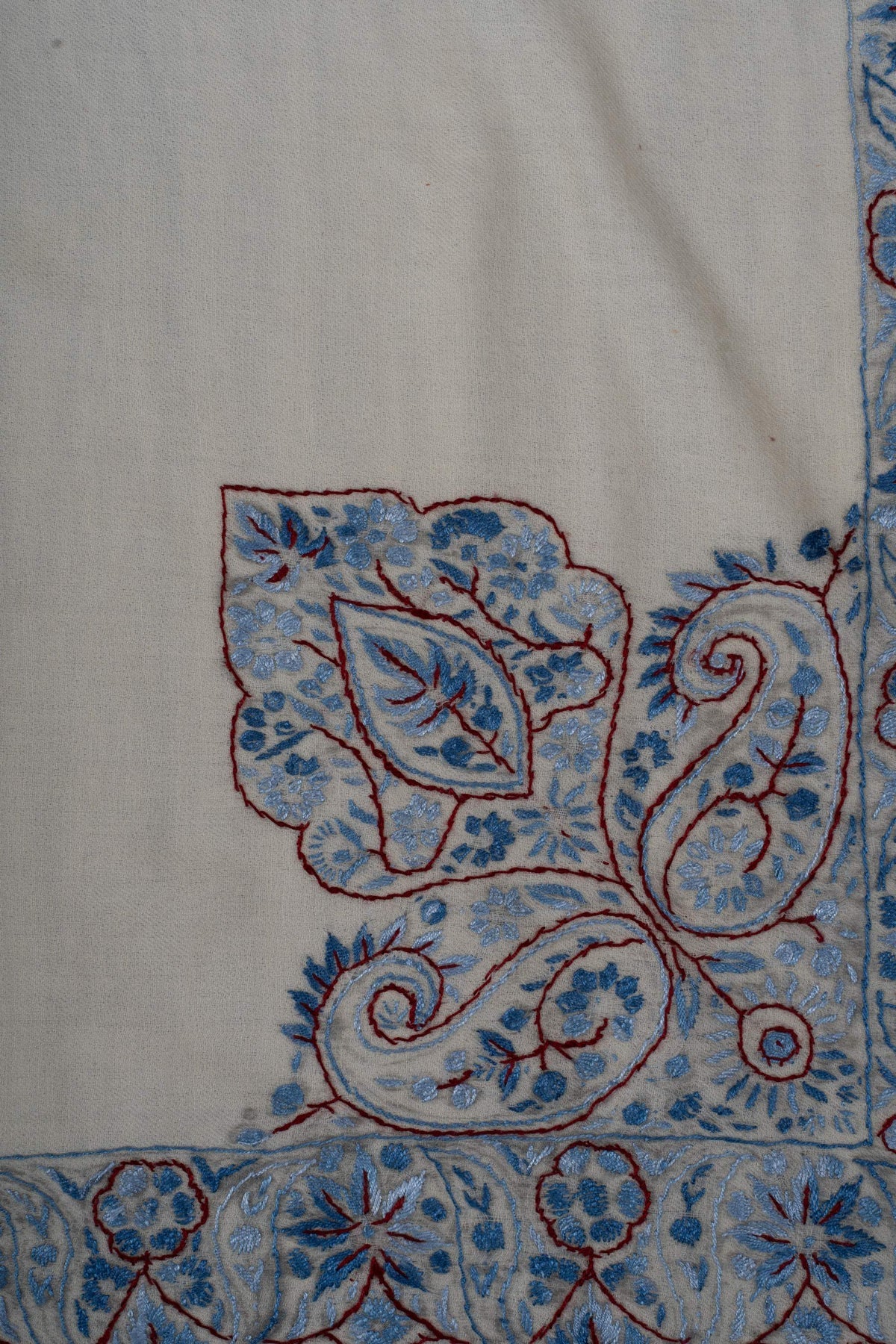 Azure Bloom Rumal 58 inches — Sozni Hand Embroidered