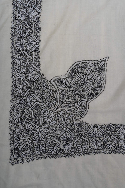 Ivory Noir Rumal 58 inches — Sozni Hand Embroidered