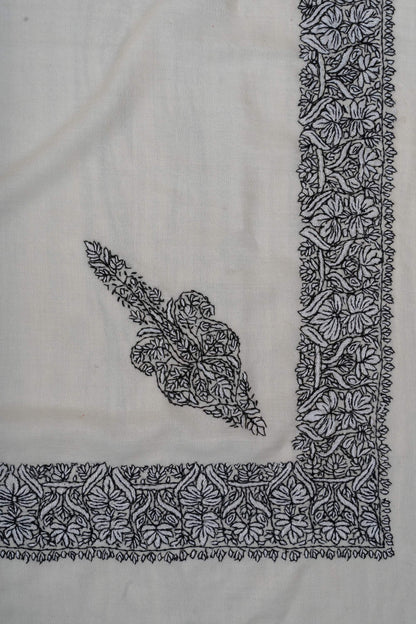 Ivory Noir Rumal 58 inches — Sozni Hand Embroidered