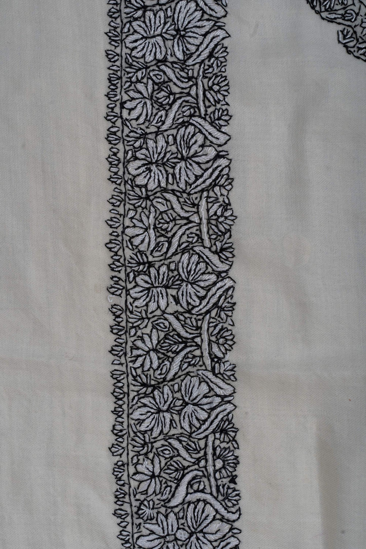Ivory Noir Rumal 58 inches — Sozni Hand Embroidered