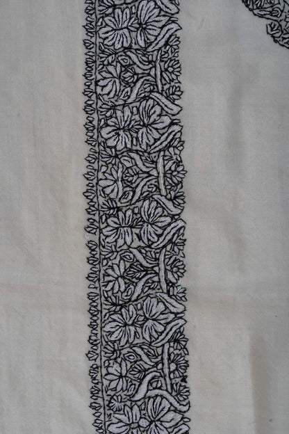 Ivory Noir Rumal 58 inches — Sozni Hand Embroidered