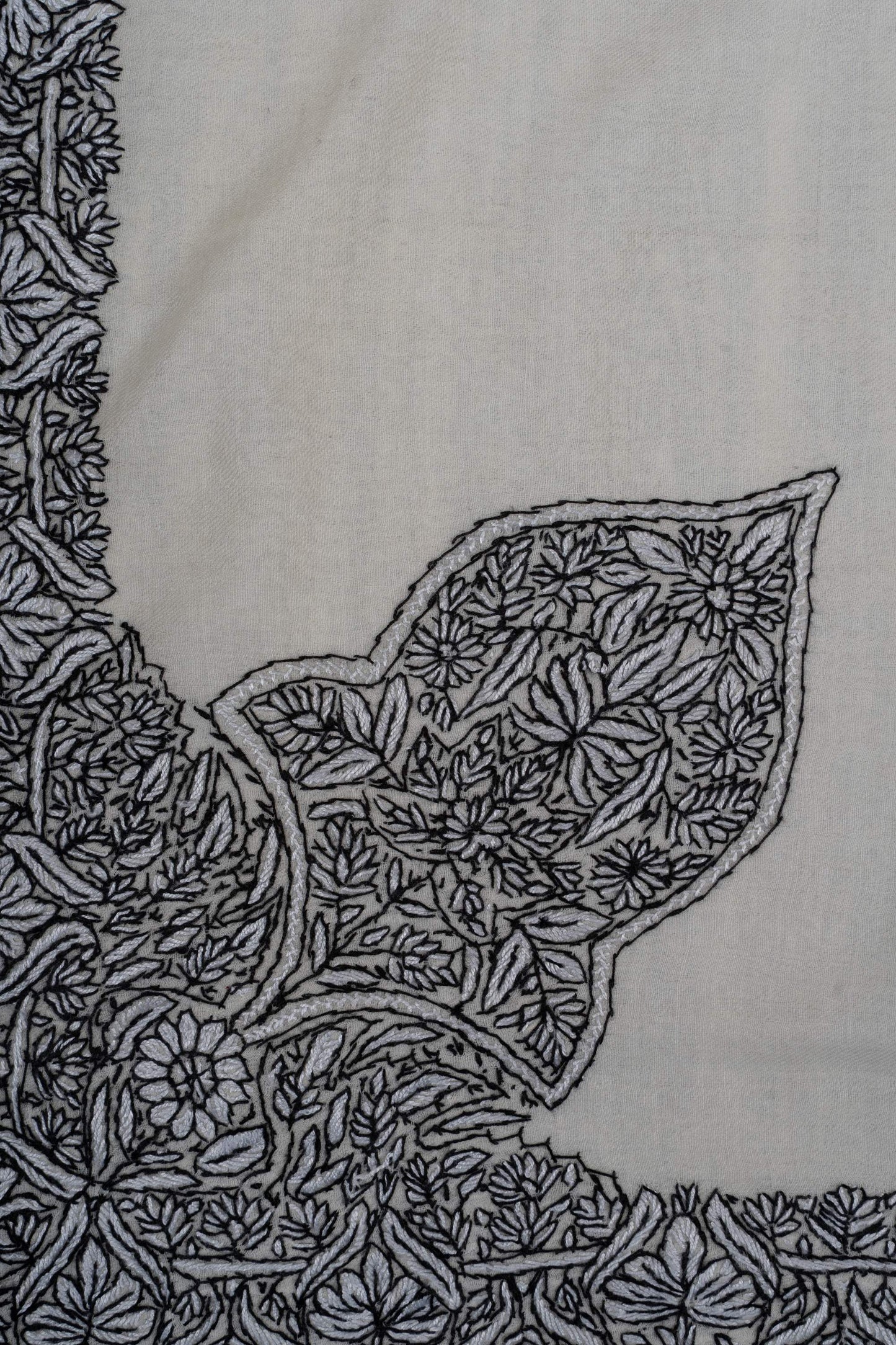 Ivory Noir Rumal 58 inches — Sozni Hand Embroidered