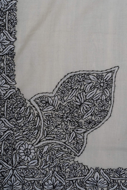 Ivory Noir Rumal 58 inches — Sozni Hand Embroidered