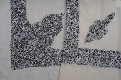 Ivory Noir Rumal 58 inches — Sozni Hand Embroidered