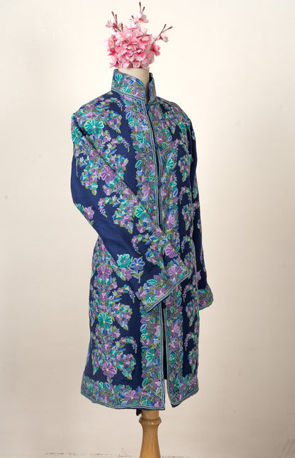 Midnight Bloom Hand-Embroidered Aari Jacket