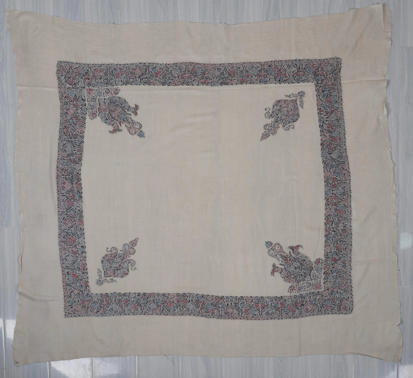 Petal Frost Rumal 58 inches — Sozni Hand Embroidered