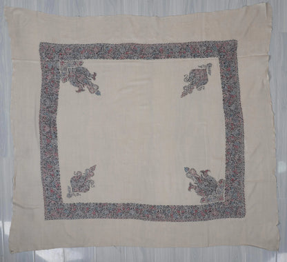 Petal Frost Rumal 58 inches — Sozni Hand Embroidered