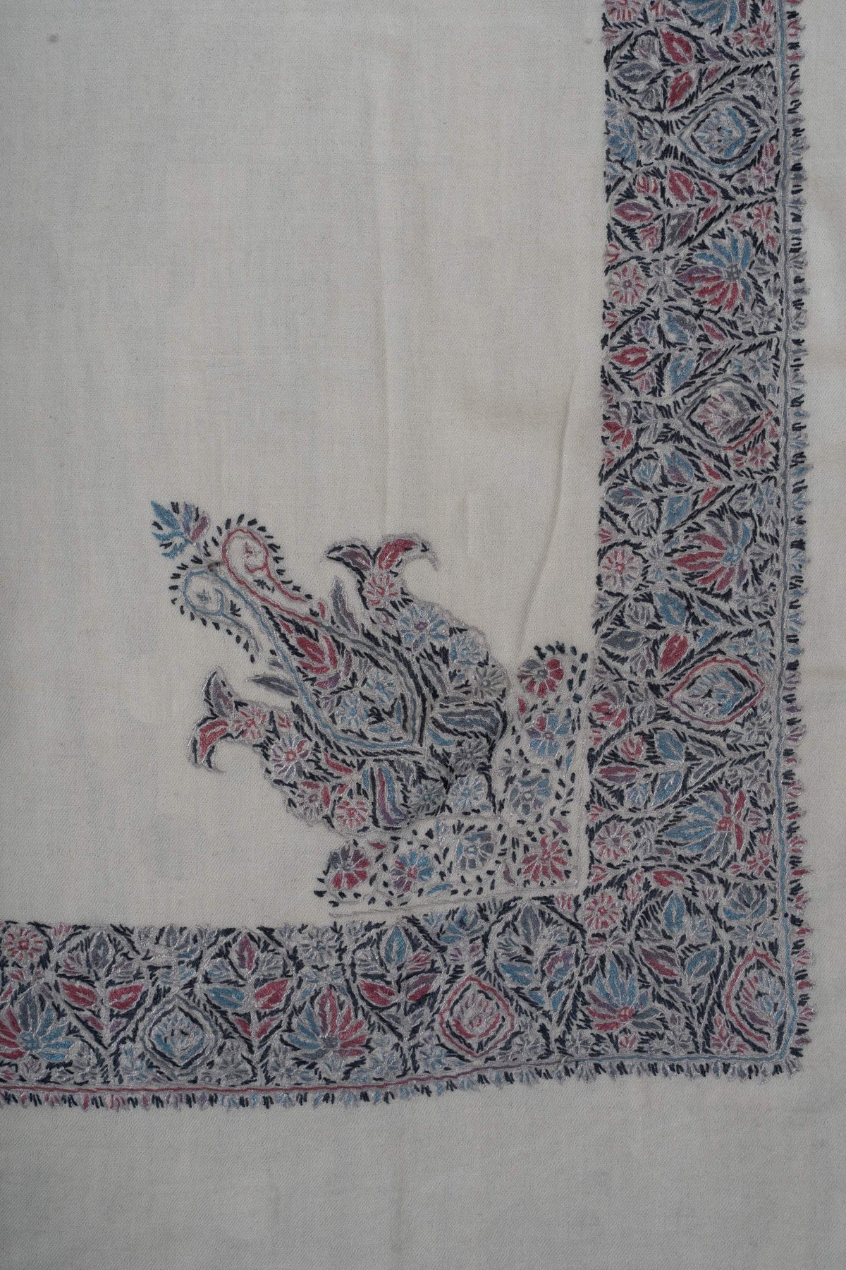 Petal Frost Rumal 58 inches — Sozni Hand Embroidered