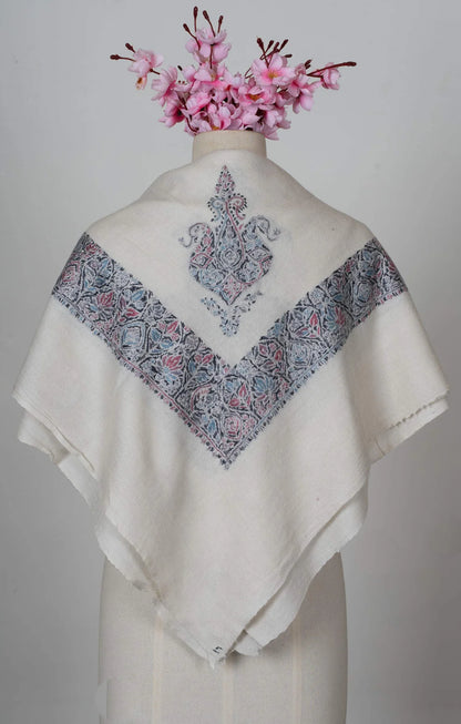 Petal Frost Rumal 58 inches — Sozni Hand Embroidered