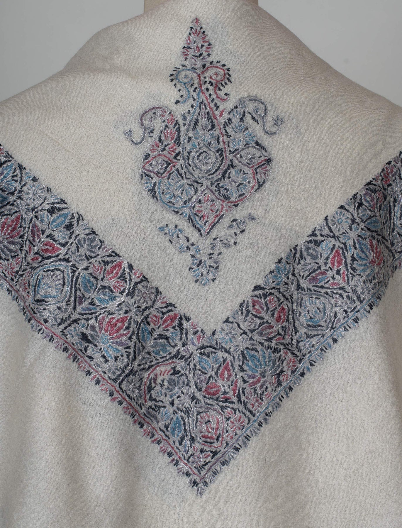 Petal Frost Rumal 58 inches — Sozni Hand Embroidered