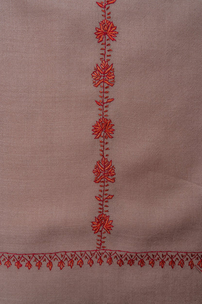 Rosy Drift Sozni Hand Embroidered Merino Wool Shawl