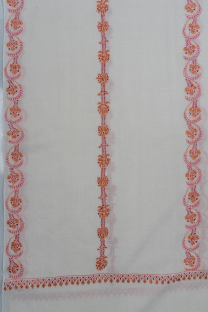 Coral Veil Sozni Hand Embroidered Merino Wool Shawl
