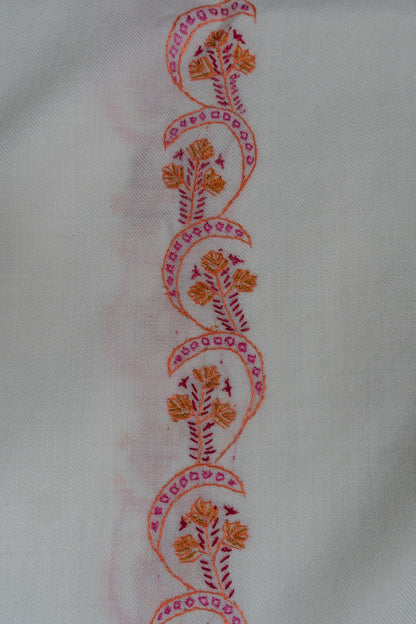 Coral Veil Sozni Hand Embroidered Merino Wool Shawl