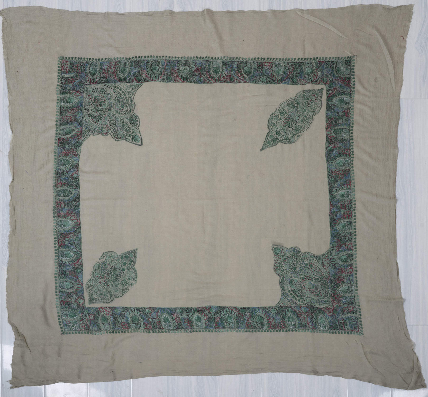 Jade Whisper Rumal 58 inches — Sozni Hand Embroidered