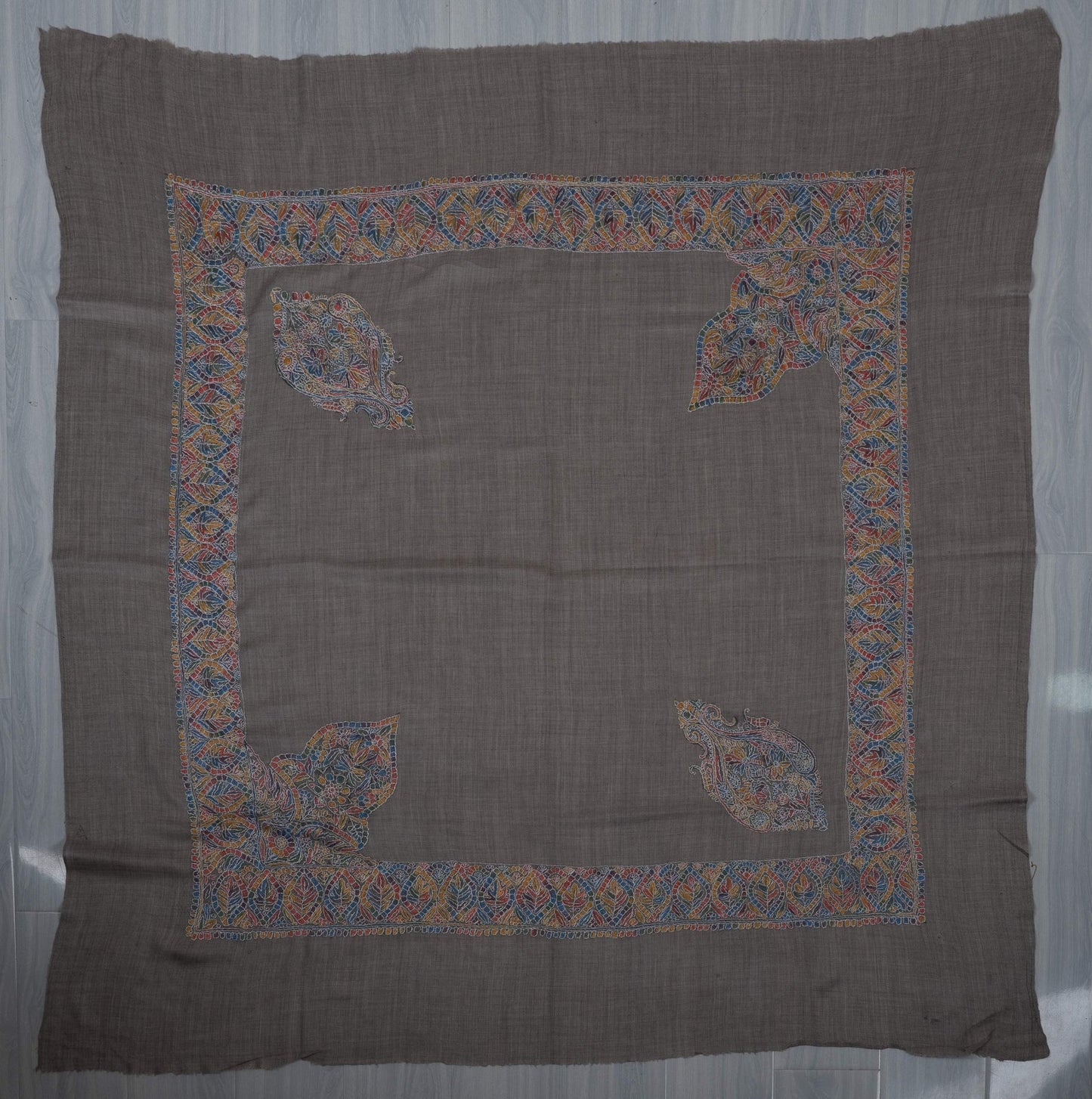 Slate Mosaic Rumal 58 inches — Sozni Hand Embroidered