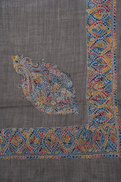 Slate Mosaic Rumal 58 inches — Sozni Hand Embroidered