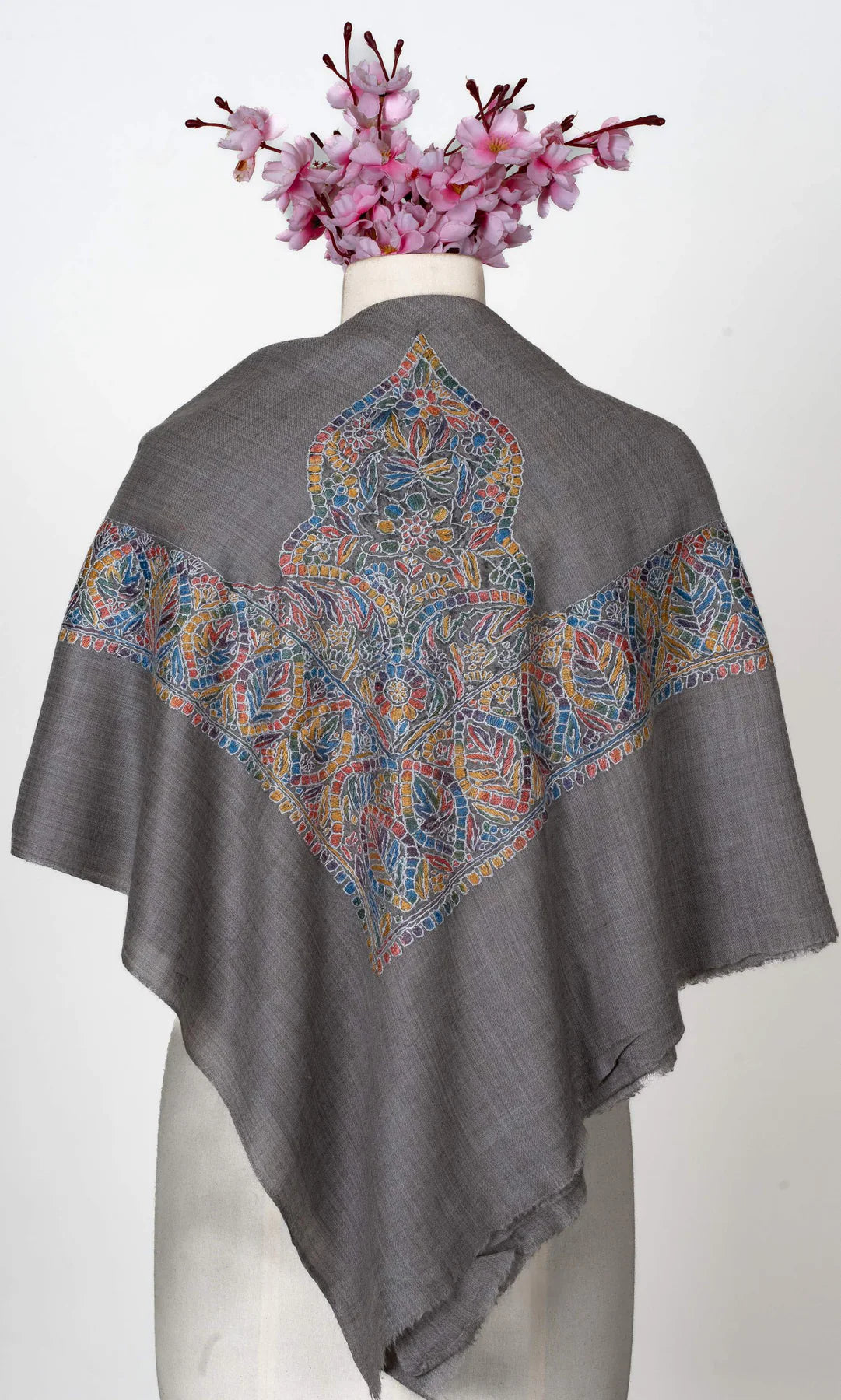 Slate Mosaic Rumal 58 inches — Sozni Hand Embroidered