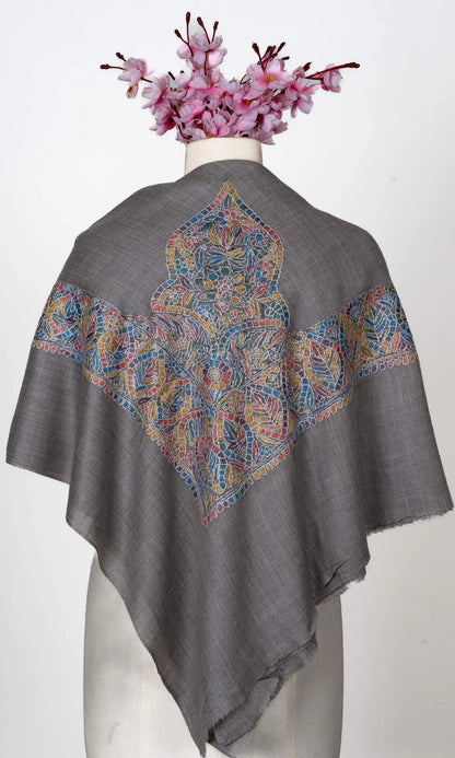 Slate Mosaic Rumal 58 inches — Sozni Hand Embroidered