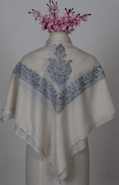 Ivory Sky Rumal 58 inches — Sozni Hand Embroidered