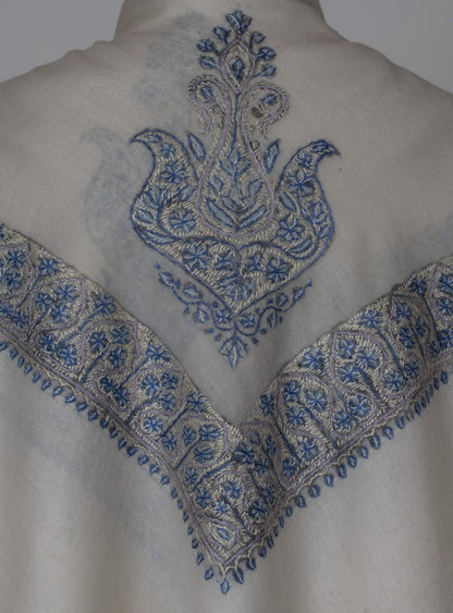 Ivory Sky Rumal 58 inches — Sozni Hand Embroidered