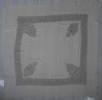 Silver Whisper Rumal 58 inches — Sozni Hand Embroidered