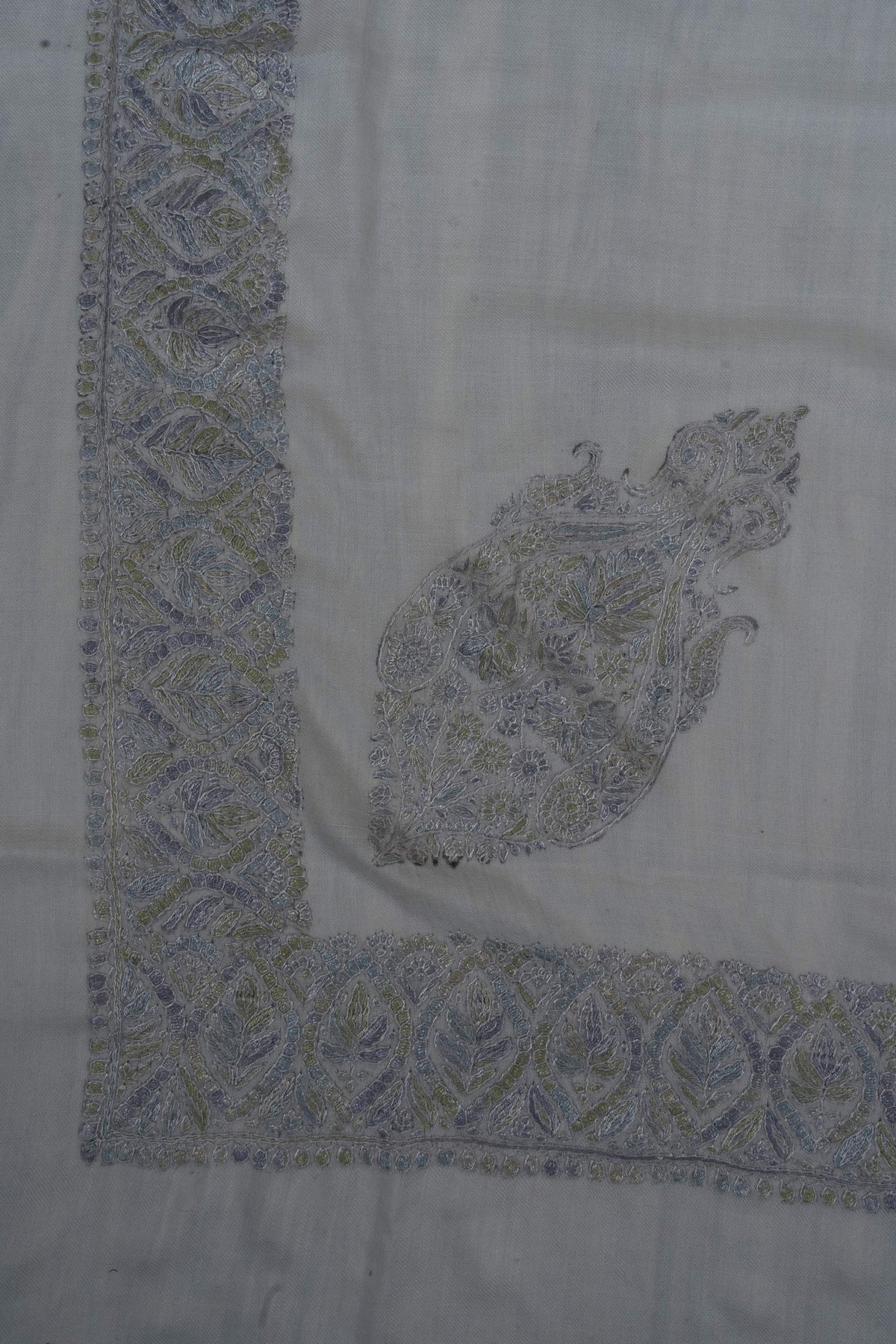 Silver Whisper Rumal 58 inches — Sozni Hand Embroidered