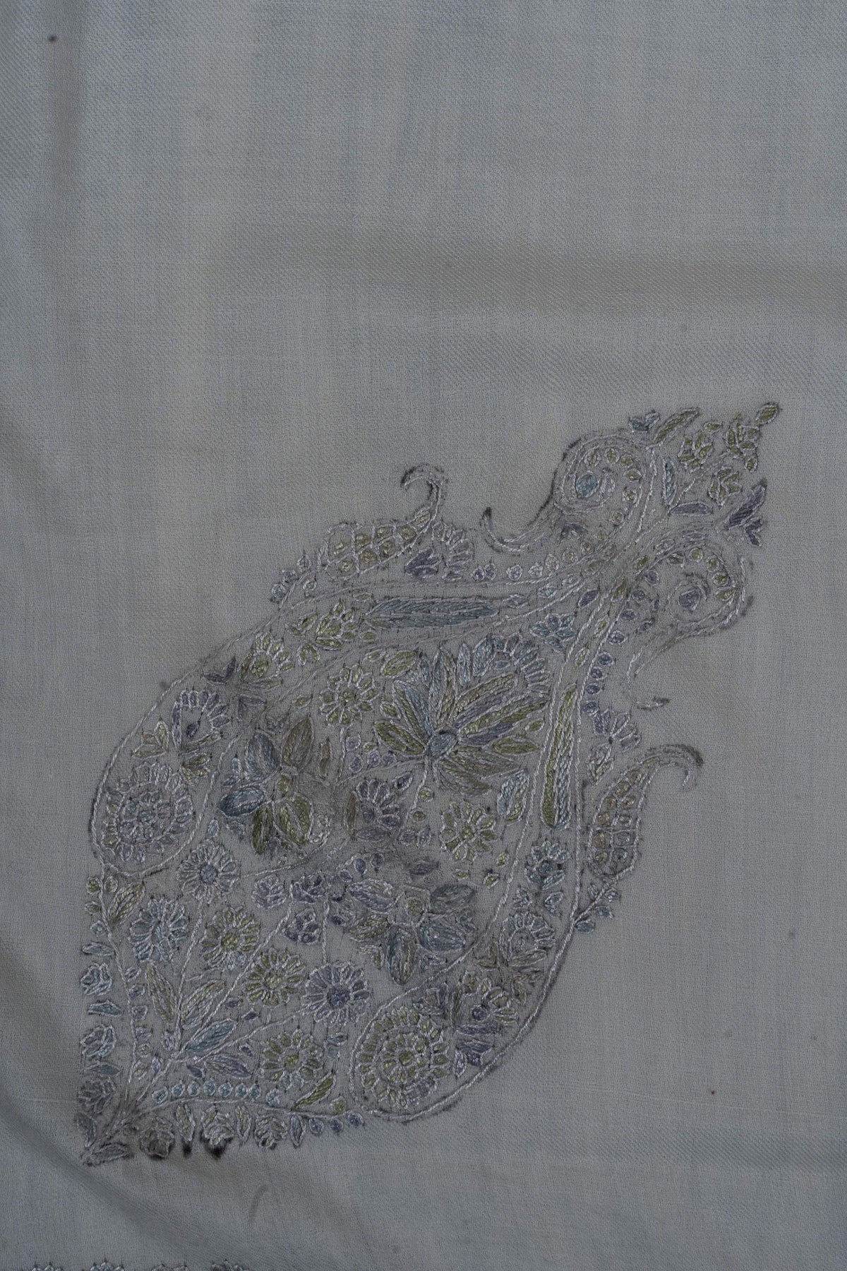Silver Whisper Rumal 58 inches — Sozni Hand Embroidered