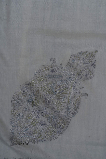 Silver Whisper Rumal 58 inches — Sozni Hand Embroidered