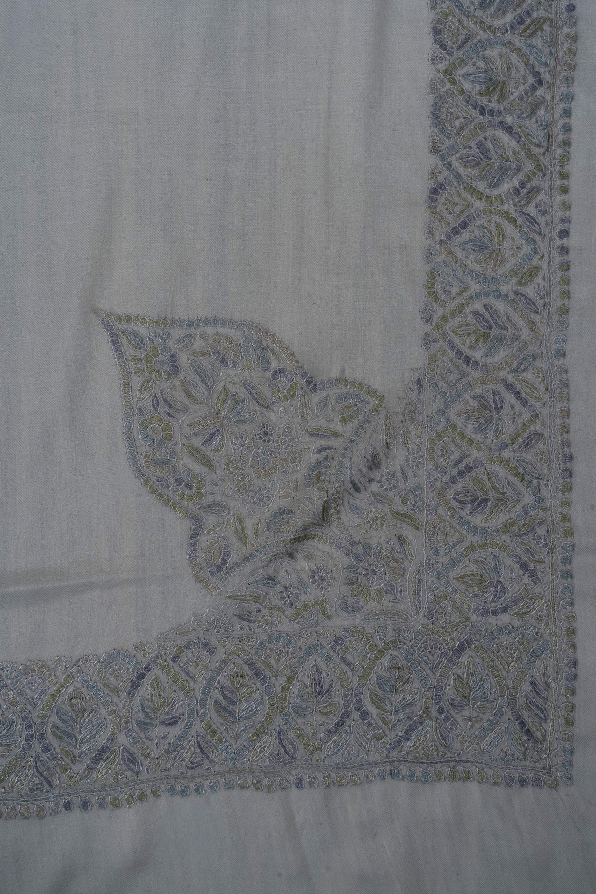 Silver Whisper Rumal 58 inches — Sozni Hand Embroidered