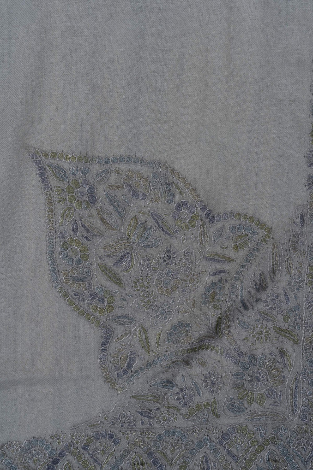 Silver Whisper Rumal 58 inches — Sozni Hand Embroidered