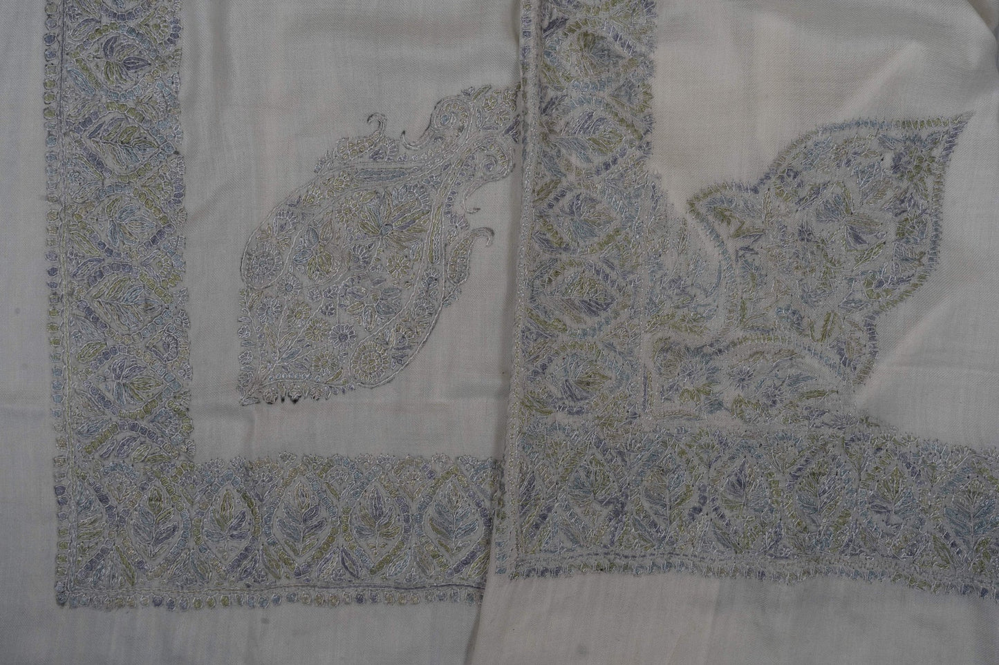 Silver Whisper Rumal 58 inches — Sozni Hand Embroidered