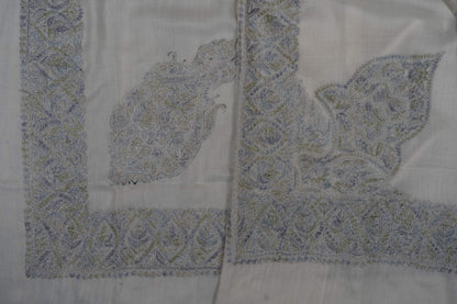 Silver Whisper Rumal 58 inches — Sozni Hand Embroidered