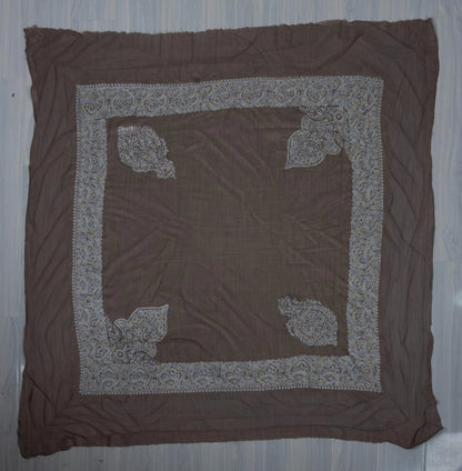 Smoky Taupe Rumal 58 inches — Sozni Hand Embroidered