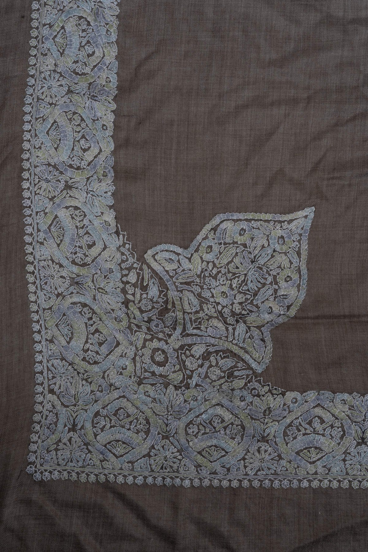 Smoky Taupe Rumal 58 inches — Sozni Hand Embroidered