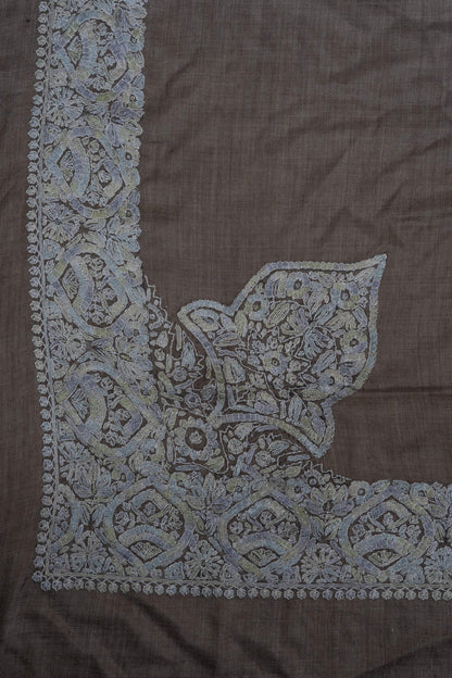 Smoky Taupe Rumal 58 inches — Sozni Hand Embroidered