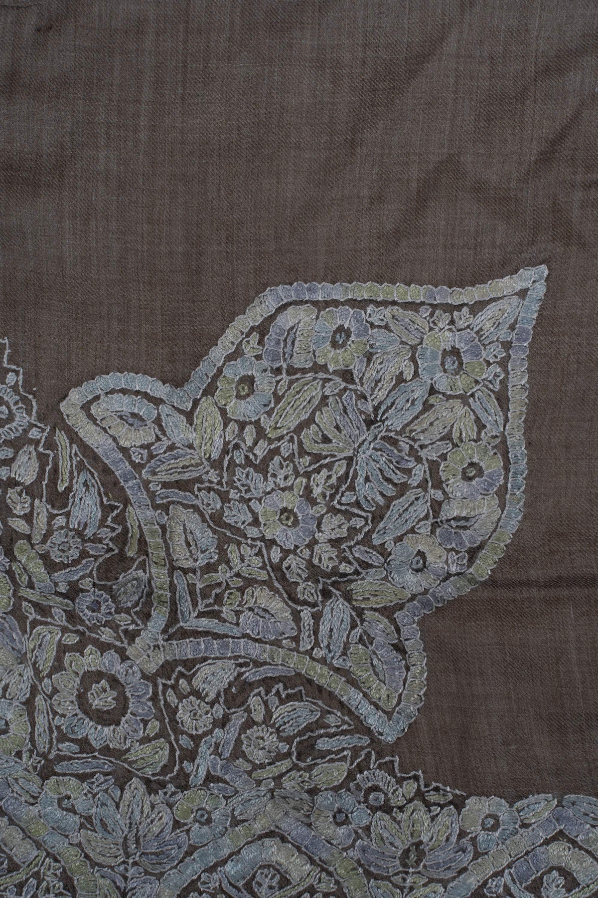 Smoky Taupe Rumal 58 inches — Sozni Hand Embroidered