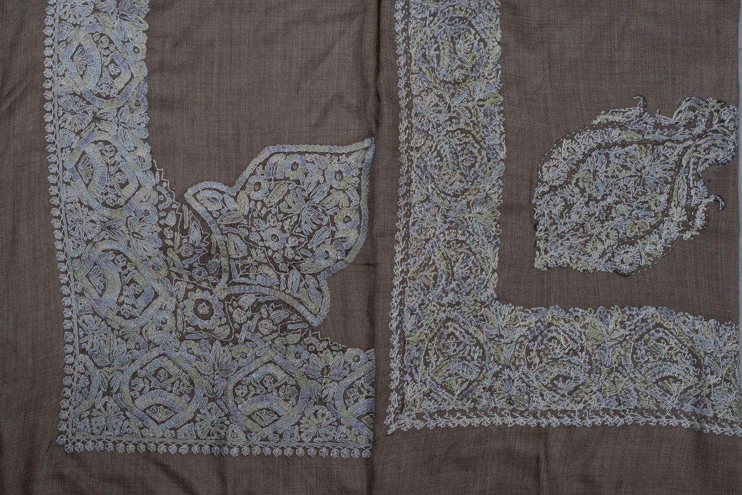 Smoky Taupe Rumal 58 inches — Sozni Hand Embroidered