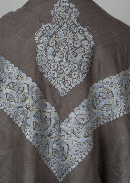 Smoky Taupe Rumal 58 inches — Sozni Hand Embroidered