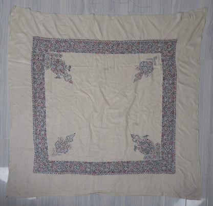 Ivory Petal Rumal 58 inches — Sozni Hand Embroidered