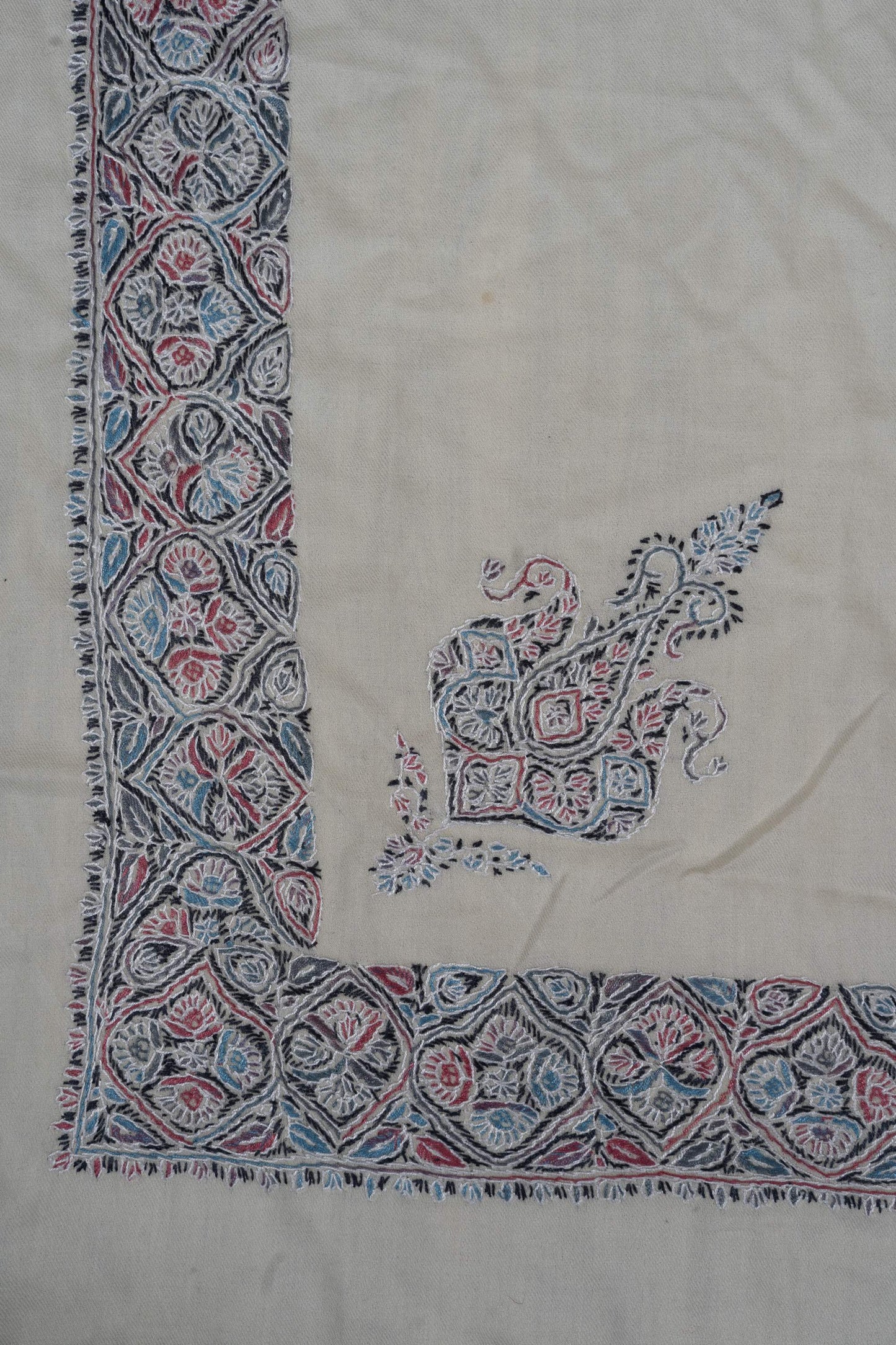Ivory Petal Rumal 58 inches — Sozni Hand Embroidered