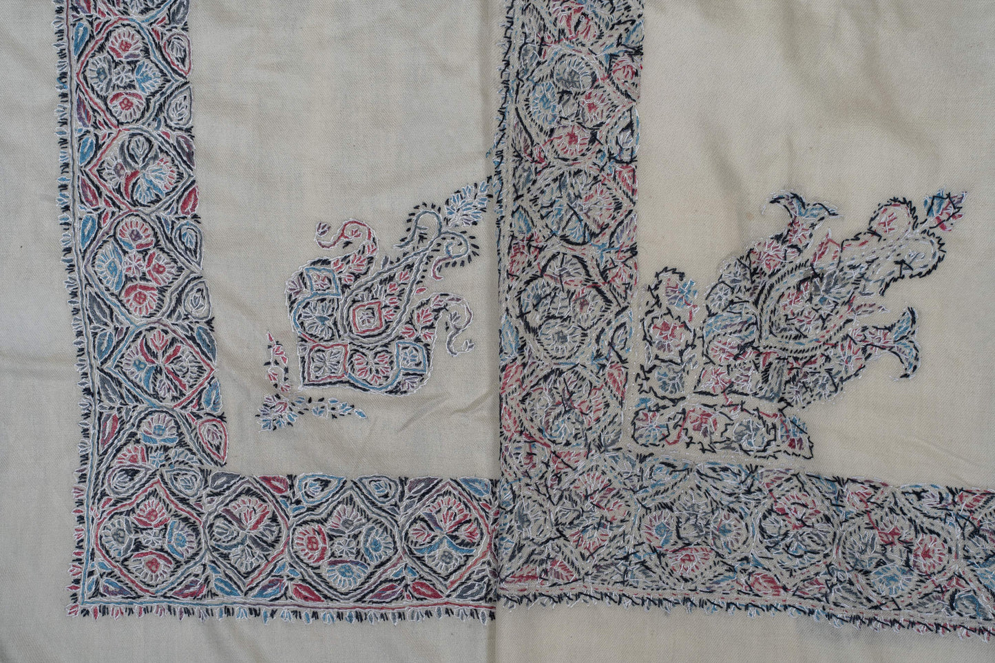 Ivory Petal Rumal 58 inches — Sozni Hand Embroidered