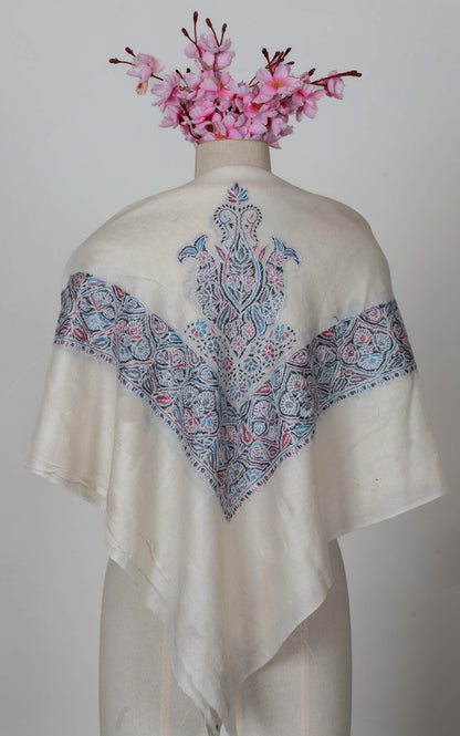 Ivory Petal Rumal 58 inches — Sozni Hand Embroidered