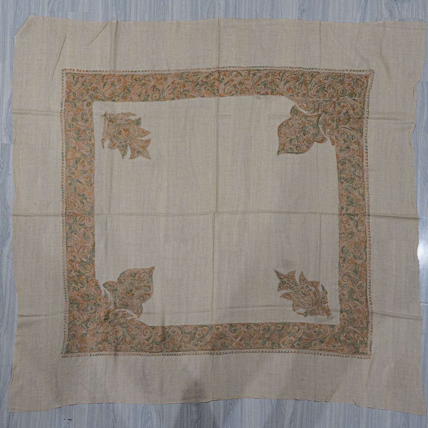 Ivory Dune Cashmere Rumal — Sozni Hand Embroidered